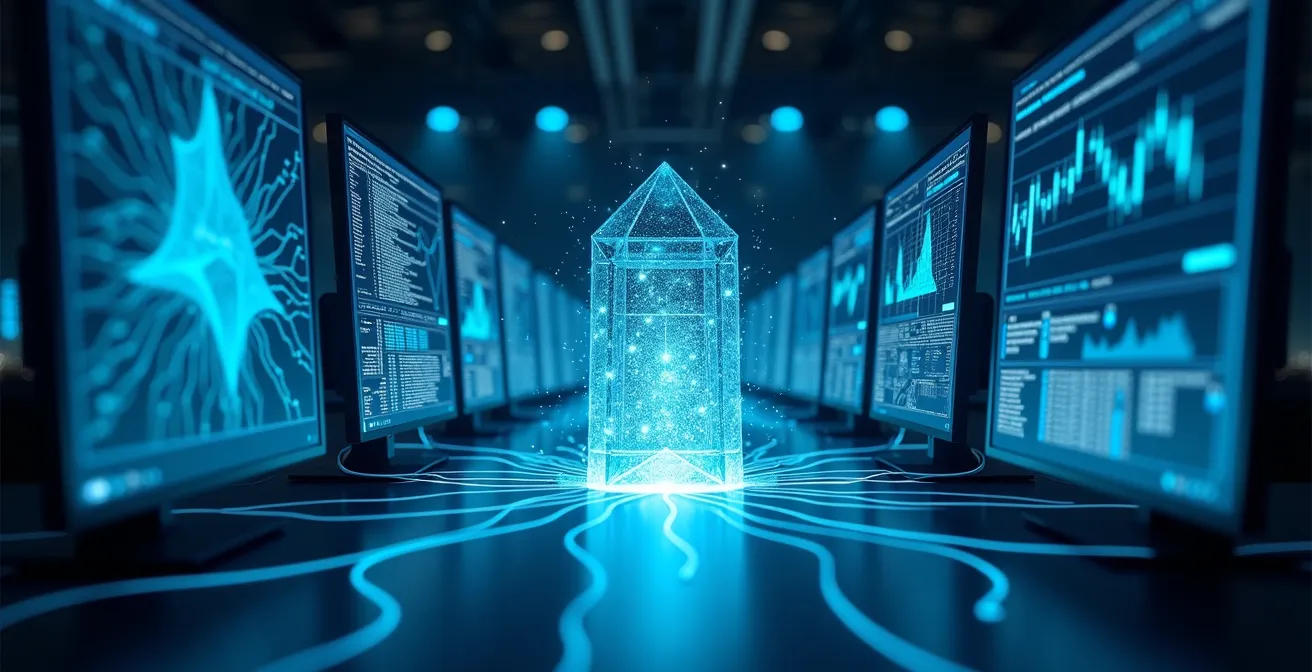 Écran d'analyse de données avec graphiques et algorithmes de détection