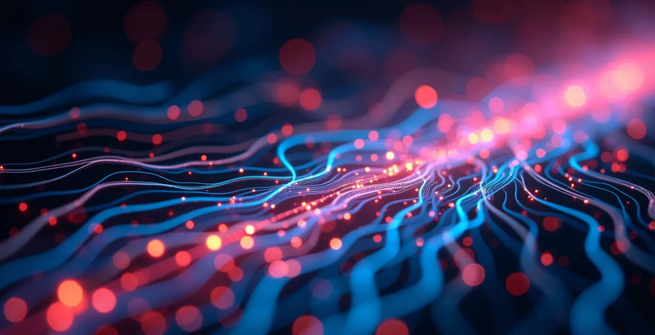 Visualisation de l'analyse IA détectant des anomalies dans des réseaux complexes