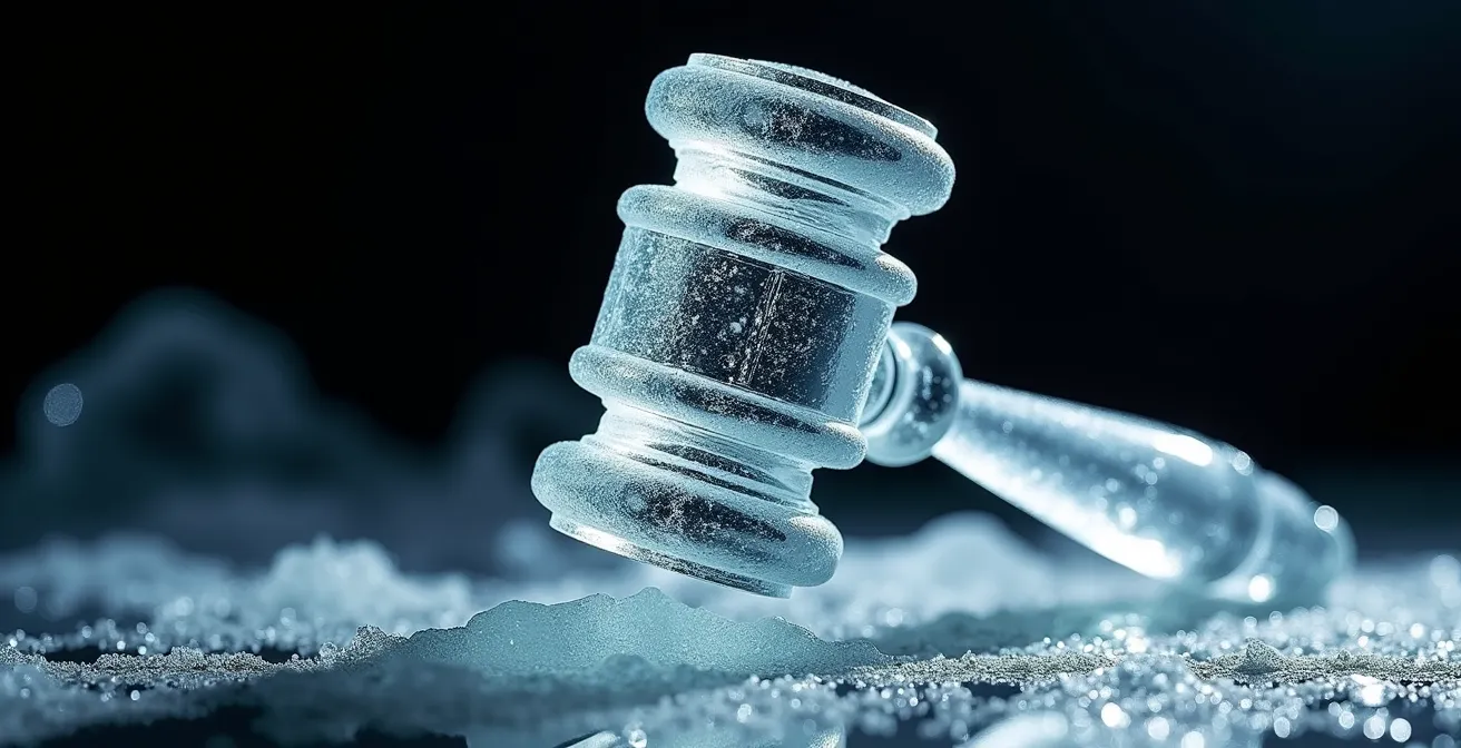 Métaphore visuelle des obstacles à la justice internationale