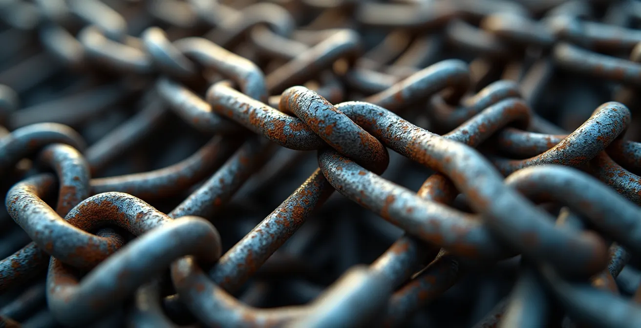 Visualisation abstraite d'un réseau financier complexe avec des flux contournant des barrières